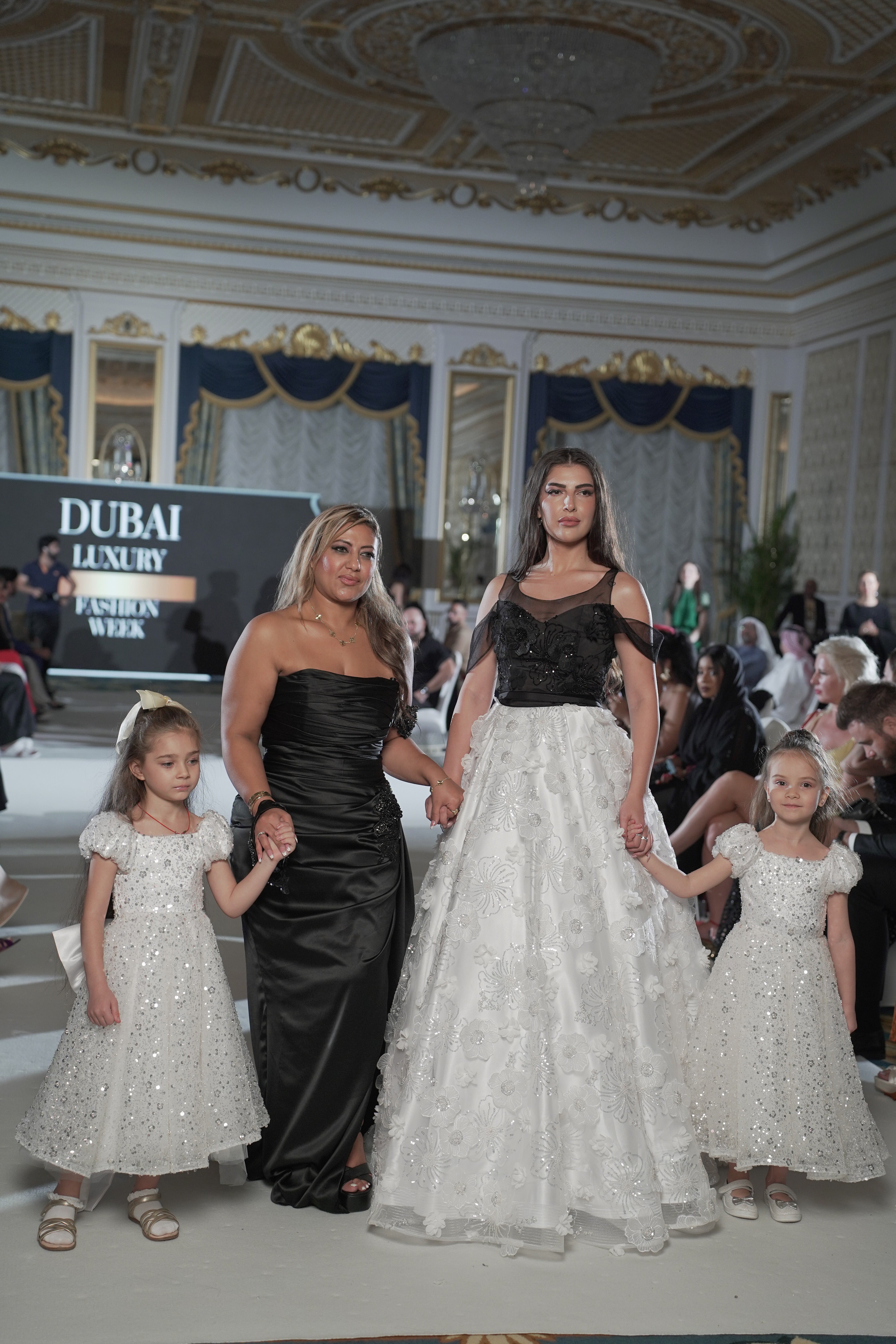 the Blossom flower wedding dress black and white.